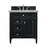 Brittany 30" Single Vanity, Black Onyx, w/ 3 CM Victorian Silver Silestone Top