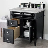 Brittany 30" Single Vanity, Black Onyx, w/ 3 CM Victorian Silver Silestone Top