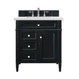 Brittany 30" Single Vanity, Black Onyx, w/ 3 CM White Zeus Silestone Top