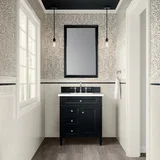 Brittany 30" Single Vanity, Black Onyx, w/ 3 CM White Zeus Silestone Top