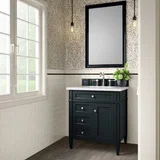 Brittany 30" Single Vanity, Black Onyx, w/ 3 CM White Zeus Silestone Top