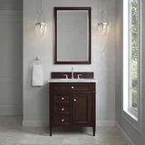 Brittany 30" Single Vanity, Burnished Mahogany w/ 3 CM Carrara Marble Top