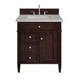 Brittany 30" Single Vanity, Burnished Mahogany, w/ 3 CM Eternal Jasmine Pearl Silestone Top