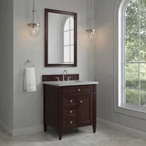 Brittany 30" Single Vanity, Burnished Mahogany, w/ 3 CM Eternal Jasmine Pearl Silestone Top
