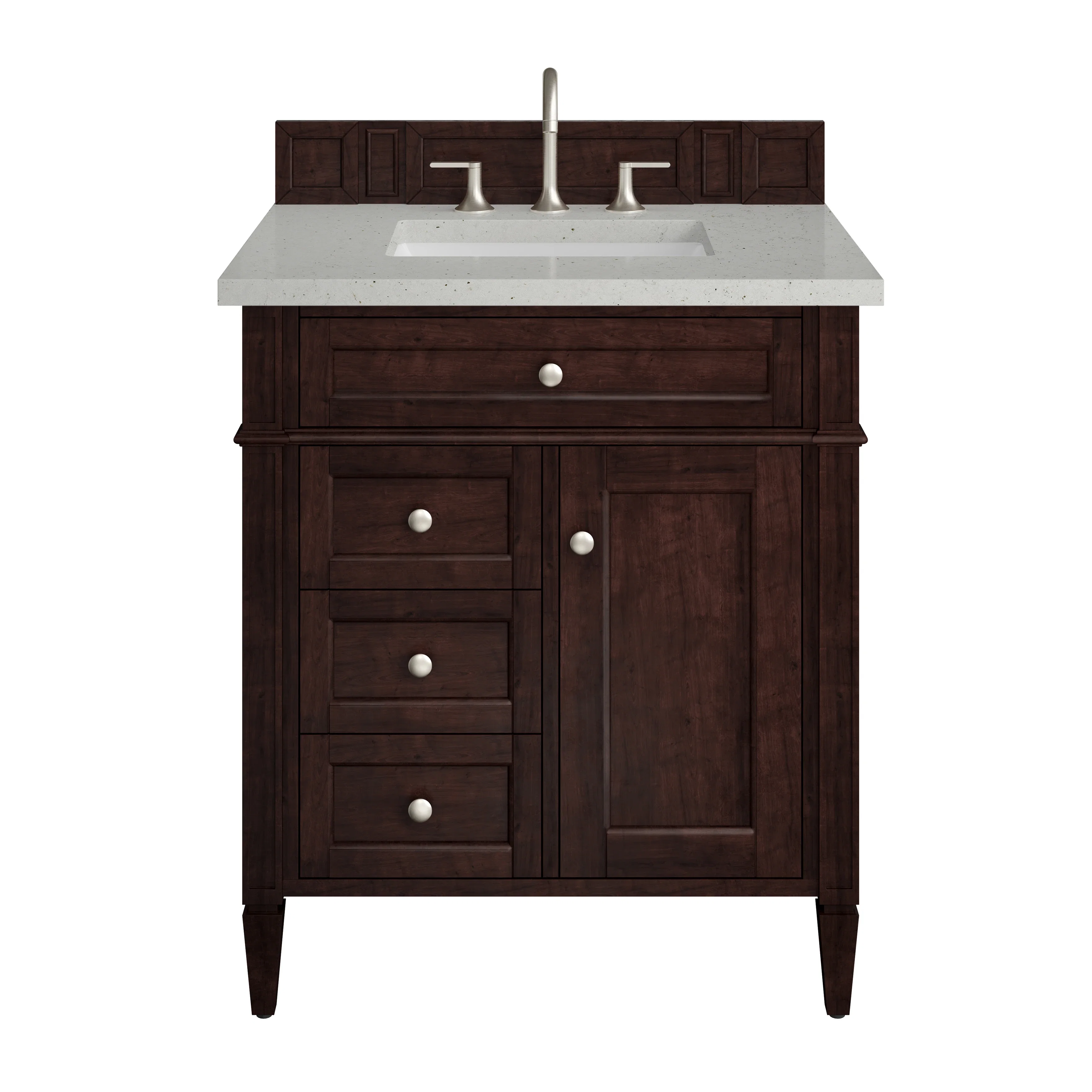 Brittany 30" Single Vanity, Burnished Mahogany, w/ 3 CM Lime Delight Silestone Top