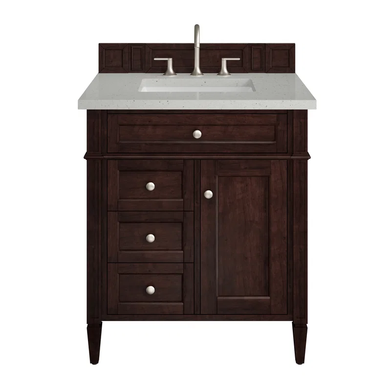 Brittany 30" Single Vanity, Burnished Mahogany, w/ 3 CM Lime Delight Silestone Top