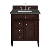 Brittany 30" Single Vanity, Burnished Mahogany, w/ 3 CM Parisien Bleu Silestone Top