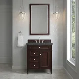Brittany 30" Single Vanity, Burnished Mahogany, w/ 3 CM Parisien Bleu Silestone Top