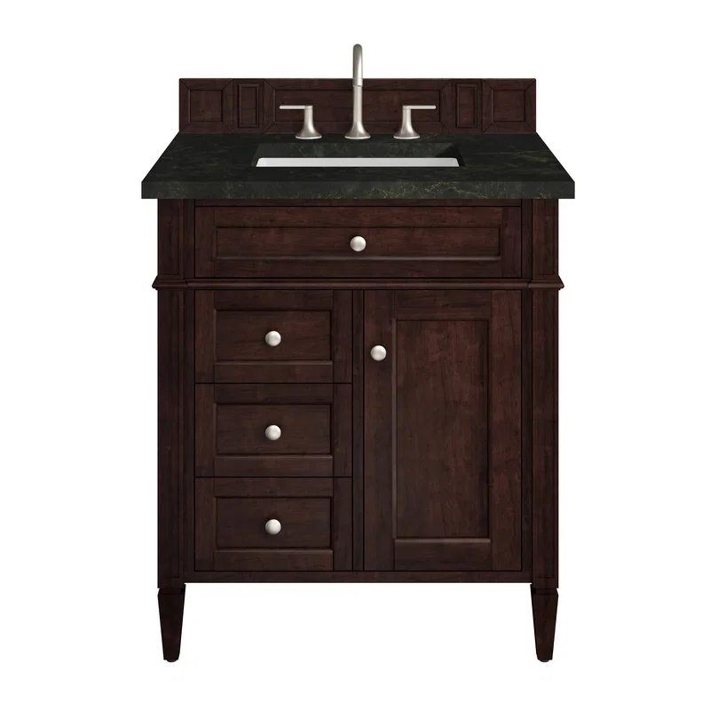 Brittany 30" Single Vanity, Burnished Mahogany, w/ 3 CM Phantome Eclos Top