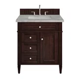 Brittany 30" Single Vanity, Burnished Mahogany, w/ 3 CM Victorian Silver Silestone Top