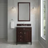 Brittany 30" Single Vanity, Burnished Mahogany, w/ 3 CM Victorian Silver Silestone Top
