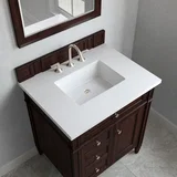 Brittany 30" Single Vanity, Burnished Mahogany, w/ 3 CM White Zeus Silestone Top