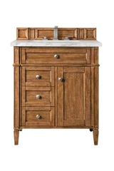 Brittany 30" Single Vanity, Saddle Brown w/ 3 CM Carrara Marble Top
