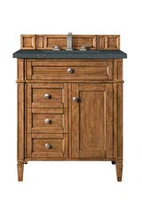 Brittany 30" Single Vanity, Saddle Brown, w/ 3 CM Charcoal Soapstone Silestone Top