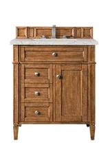 Brittany 30" Single Vanity, Saddle Brown, w/ 3 CM Eternal Jasmine Pearl Silestone Top