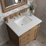 Brittany 30" Single Vanity, Saddle Brown, w/ 3 CM Eternal Jasmine Pearl Silestone Top