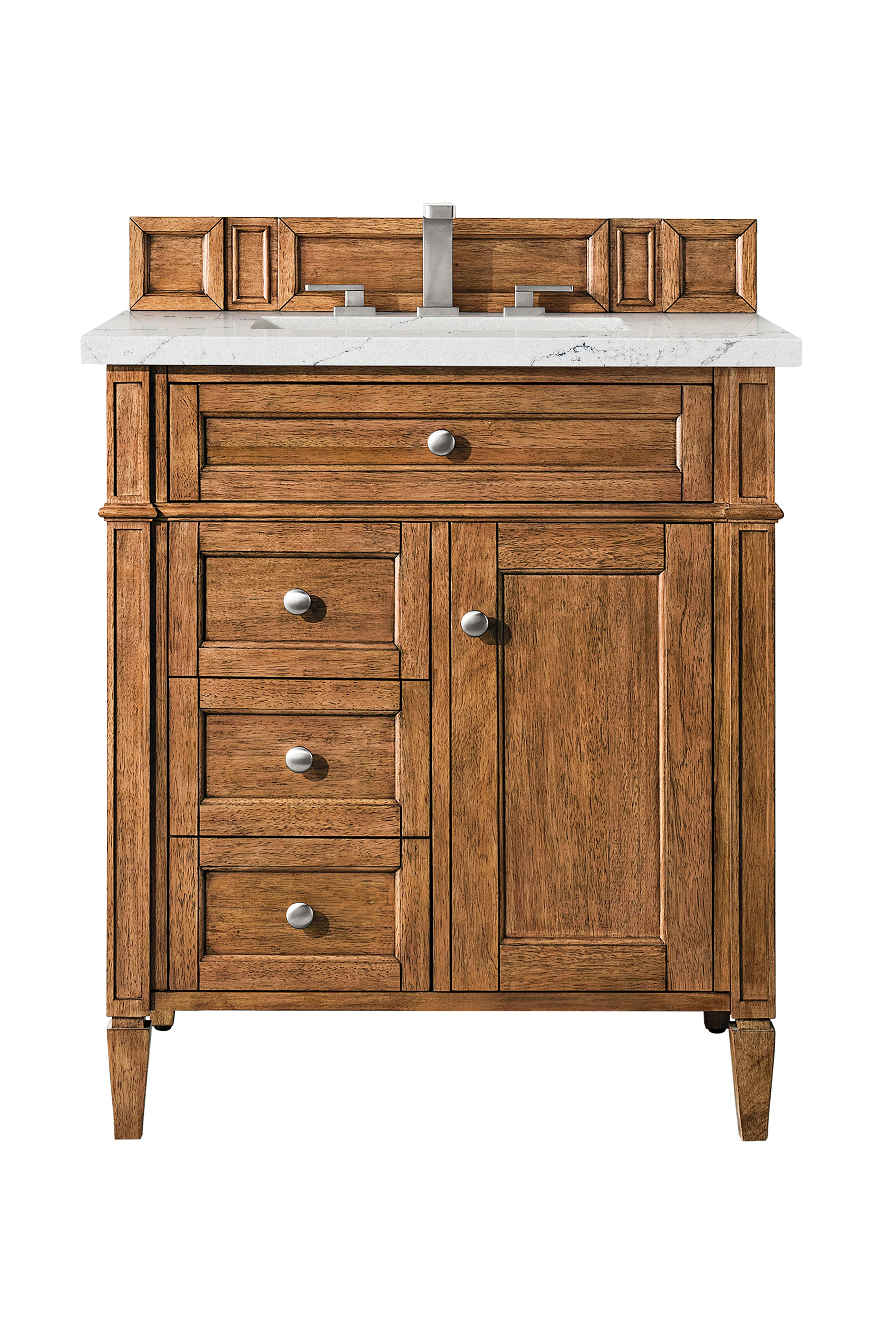 Brittany 30" Single Vanity, Saddle Brown, w/ 3 CM Ethereal Noctis Silestone Top