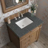 Brittany 30" Single Vanity, Saddle Brown, w/ 3 CM Parisien Bleu Silestone Top