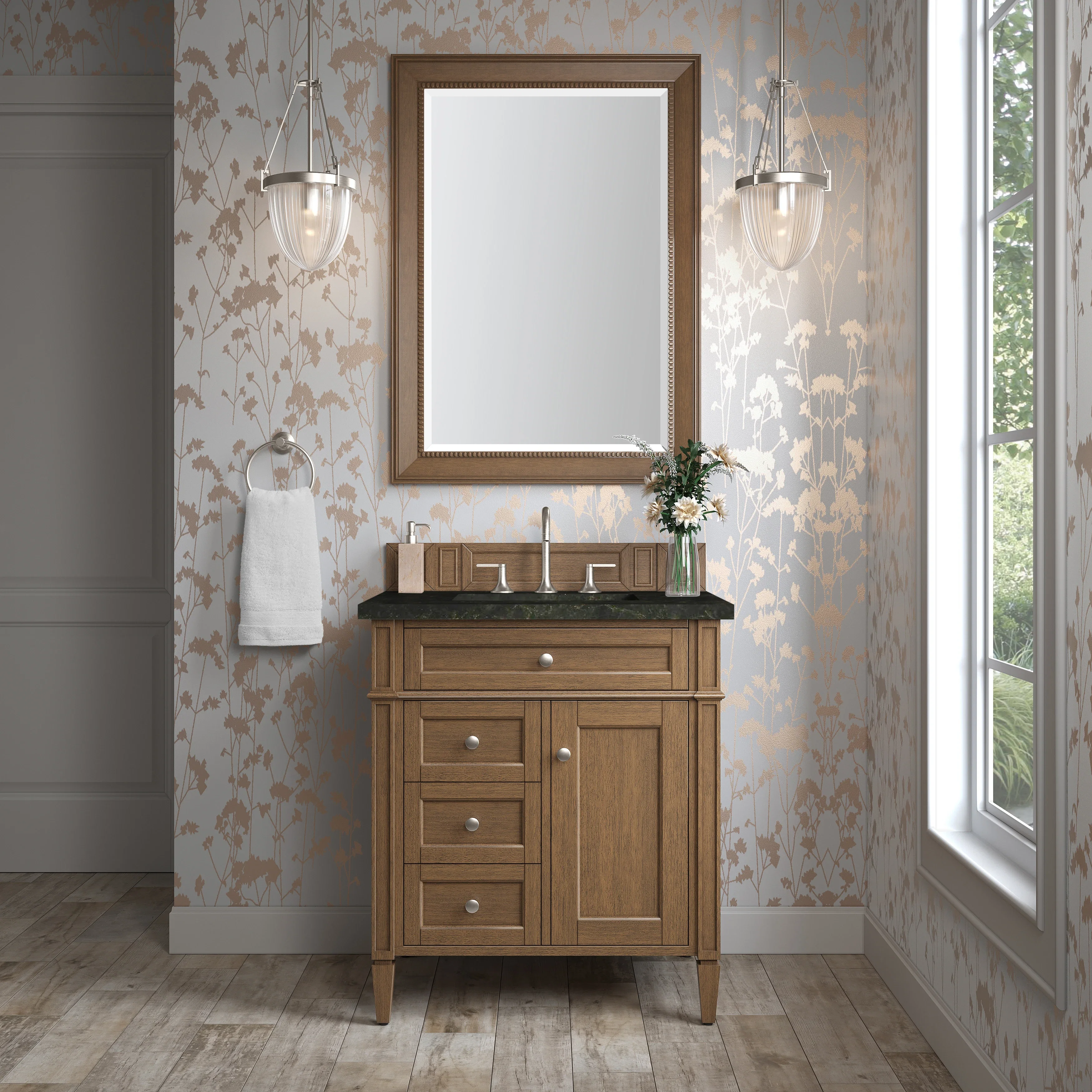 Brittany 30" Single Vanity, Saddle Brown, w/ 3 CM Phantome Eclos Top