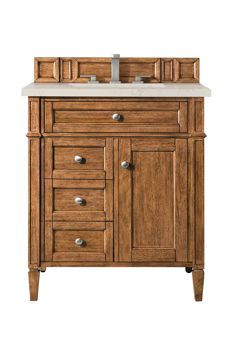 Brittany 30" Single Vanity, Saddle Brown, w/ 3 CM Siberian Silestone Top
