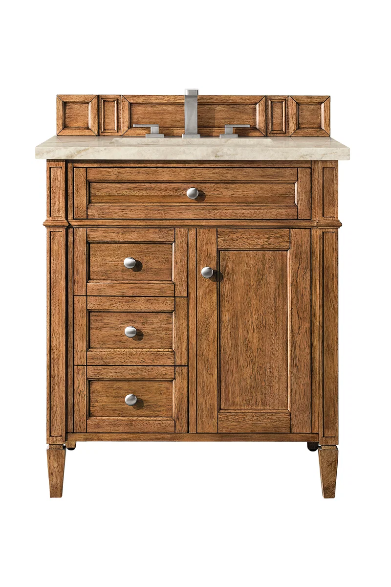 Brittany 30" Single Vanity, Saddle Brown, w/ 3 CM Tajnar Eclos Top
