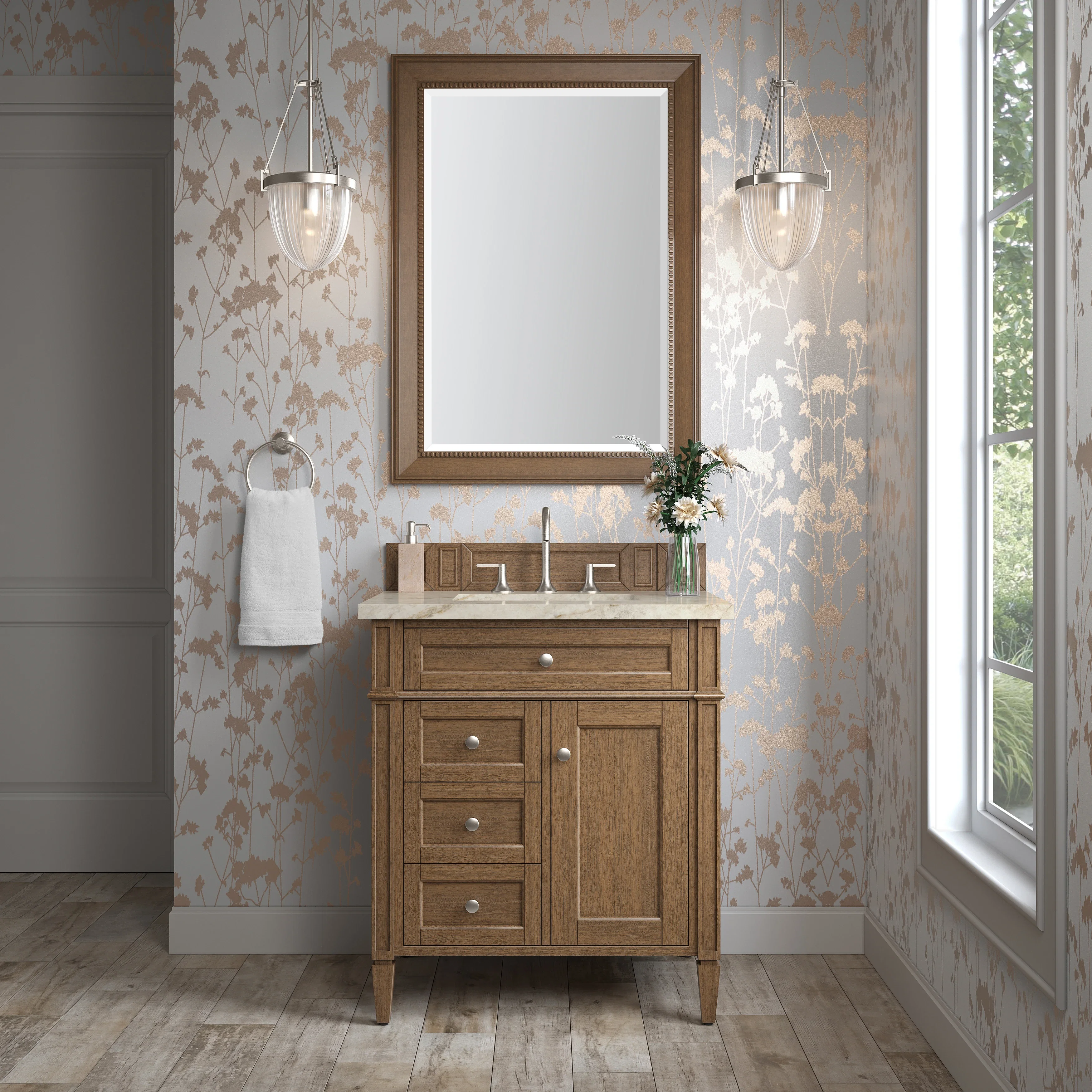 Brittany 30" Single Vanity, Saddle Brown, w/ 3 CM Tajnar Eclos Top