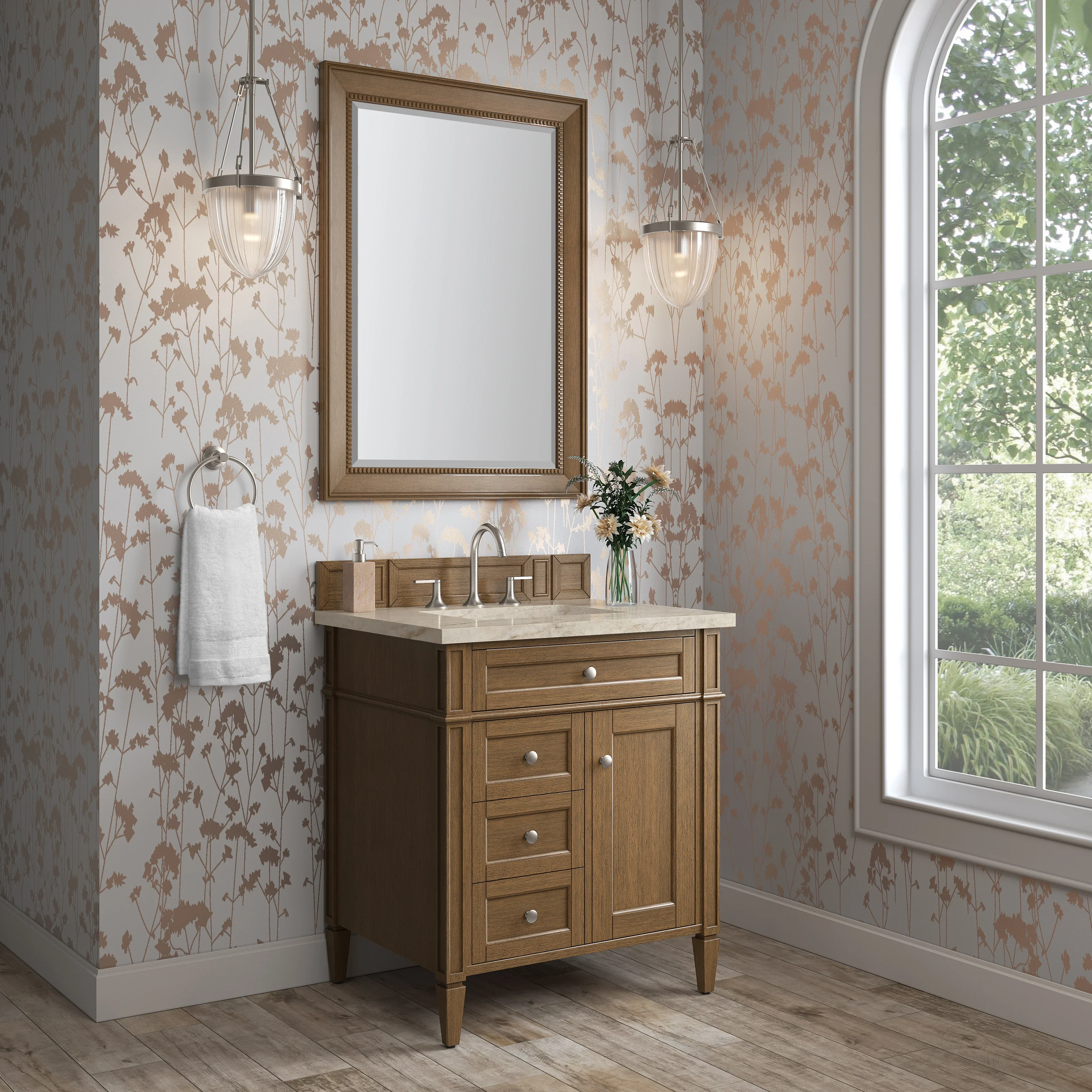 Brittany 30" Single Vanity, Saddle Brown, w/ 3 CM Tajnar Eclos Top