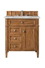 Brittany 30" Single Vanity, Saddle Brown, w/ 3 CM Victorian Silver Silestone Top