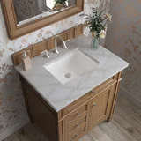 Brittany 30" Single Vanity, Saddle Brown, w/ 3 CM Victorian Silver Silestone Top