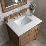 Brittany 30" Single Vanity, Saddle Brown, w/ 3 CM White Zeus Silestone Top