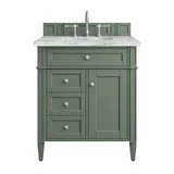 Brittany 30" Single Vanity, Smokey Celadon w/ 3 CM Carrara Marble Top