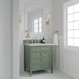 Brittany 30" Single Vanity, Smokey Celadon w/ 3 CM Carrara Marble Top