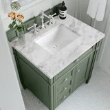 Brittany 30" Single Vanity, Smokey Celadon w/ 3 CM Carrara Marble Top