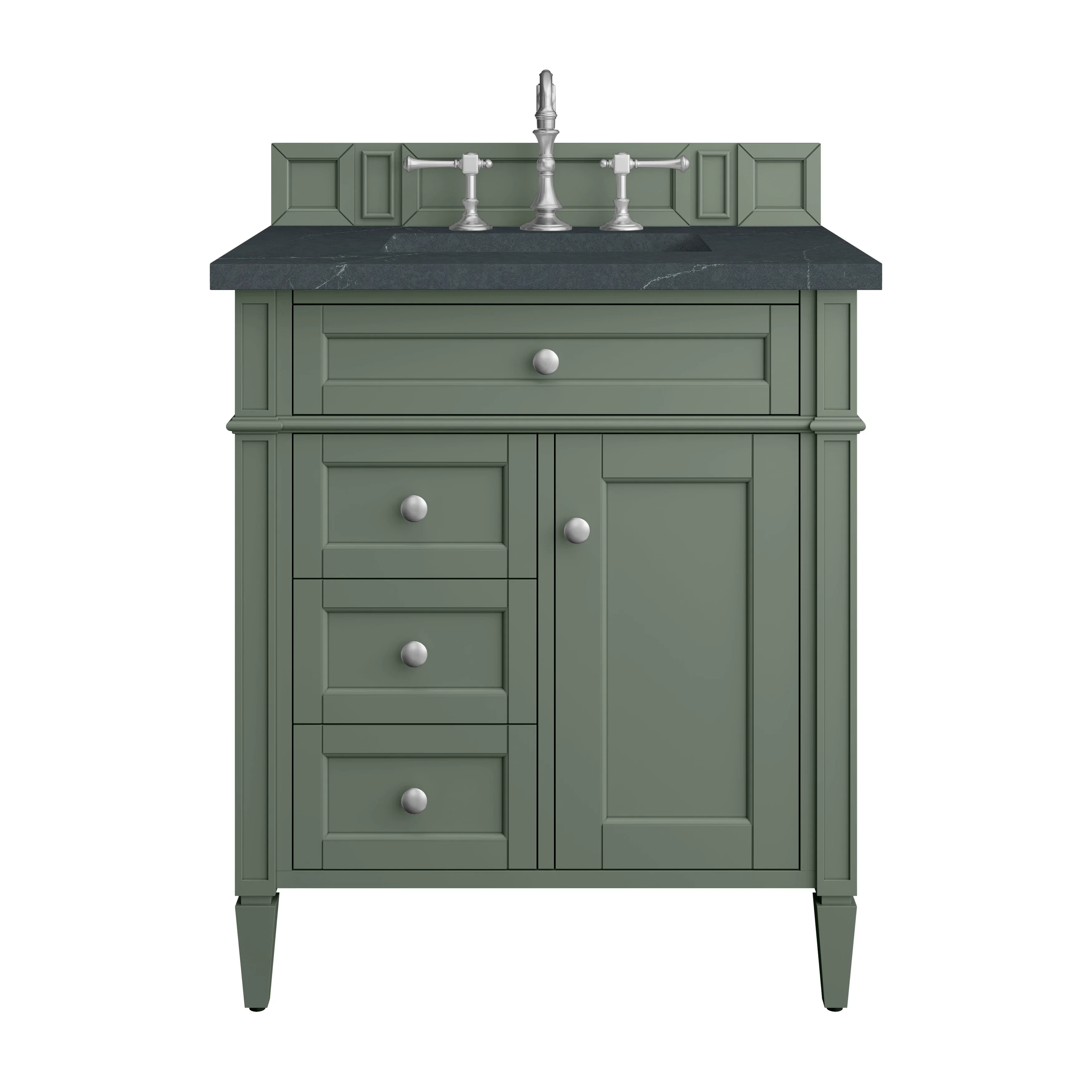 Brittany 30" Single Vanity, Smokey Celadon w/ 3 CM Charcoal Soapstone Top