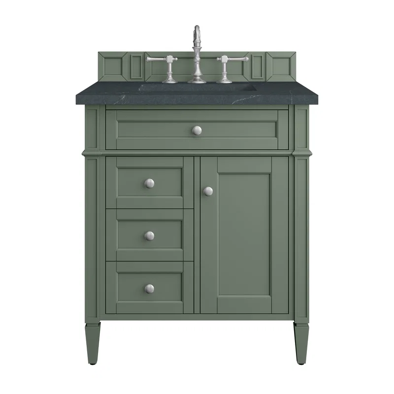 Brittany 30" Single Vanity, Smokey Celadon w/ 3 CM Charcoal Soapstone Top