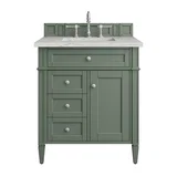 Brittany 30" Single Vanity, Smokey Celadon w/ 3 CM Eternal Jasmine Pearl Top