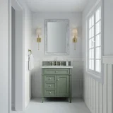 Brittany 30" Single Vanity, Smokey Celadon w/ 3 CM Eternal Jasmine Pearl Top