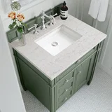 Brittany 30" Single Vanity, Smokey Celadon w/ 3 CM Eternal Jasmine Pearl Top