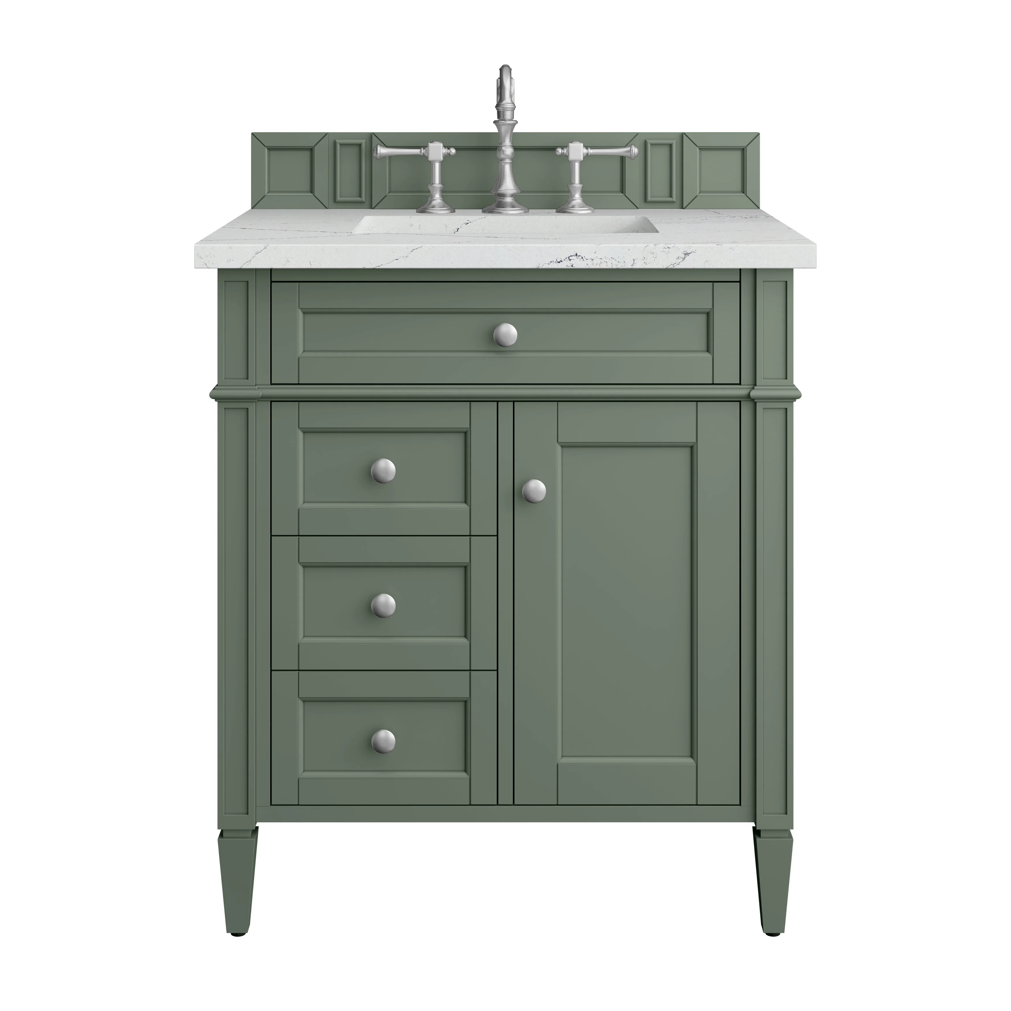 Brittany 30" Single Vanity, Smokey Celadon w/ 3 CM Ethereal Noctis Top