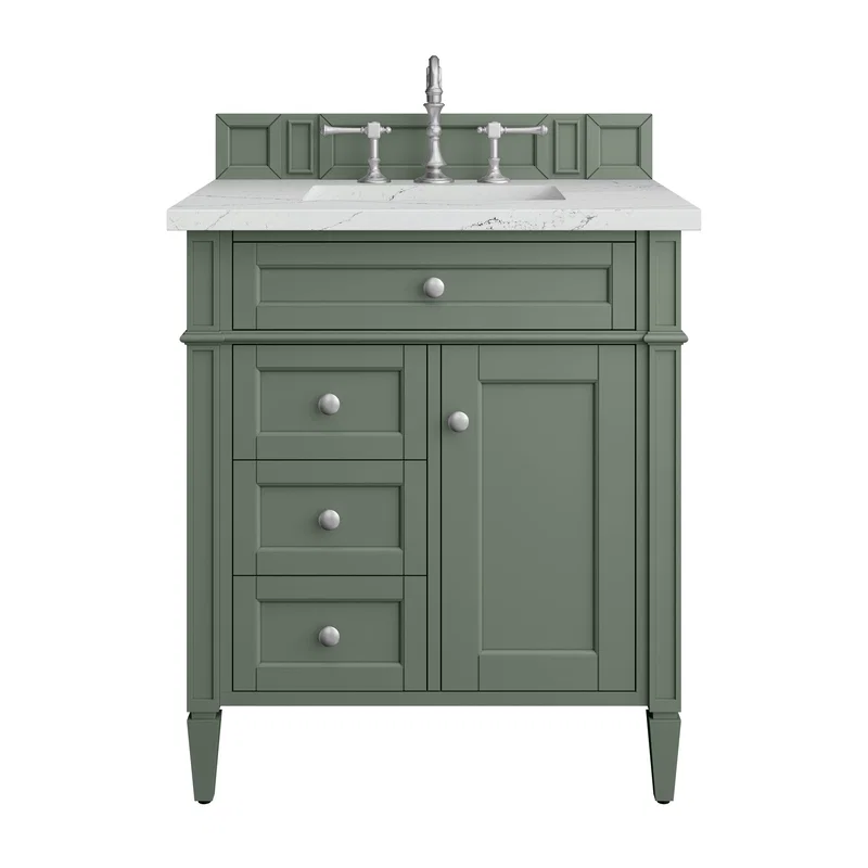 Brittany 30" Single Vanity, Smokey Celadon w/ 3 CM Ethereal Noctis Top
