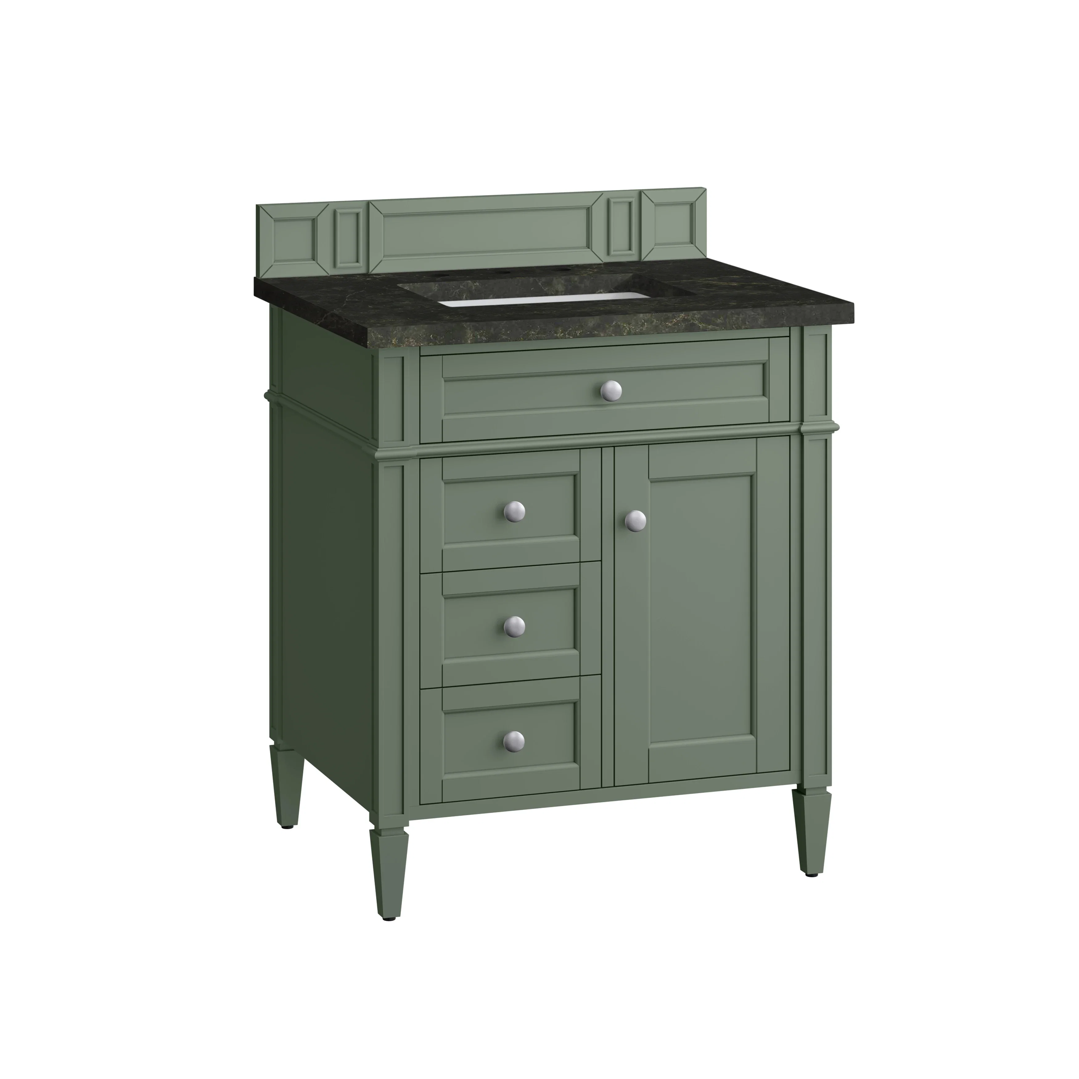 Brittany 30" Single Vanity, Smokey Celadon, w/ 3 CM Phantome Eclos Top