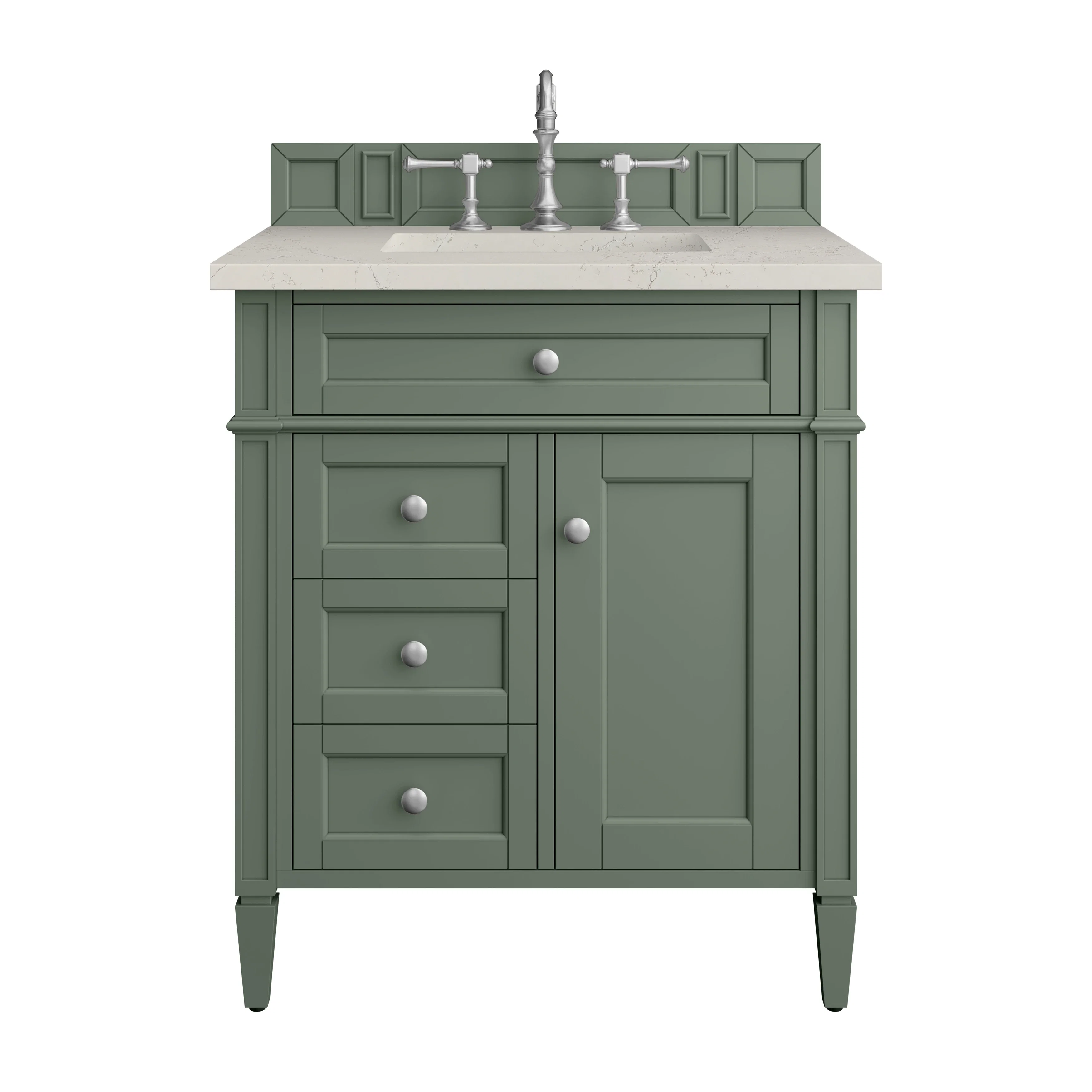 Brittany 30" Single Vanity, Smokey Celadon, w/ 3 CM Siberian Silestone Top