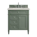 Brittany 30" Single Vanity, Smokey Celadon, w/ 3 CM Siberian Silestone Top