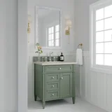 Brittany 30" Single Vanity, Smokey Celadon, w/ 3 CM Siberian Silestone Top