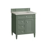 Brittany 30" Single Vanity, Smokey Celadon, w/ 3 CM Siberian Silestone Top