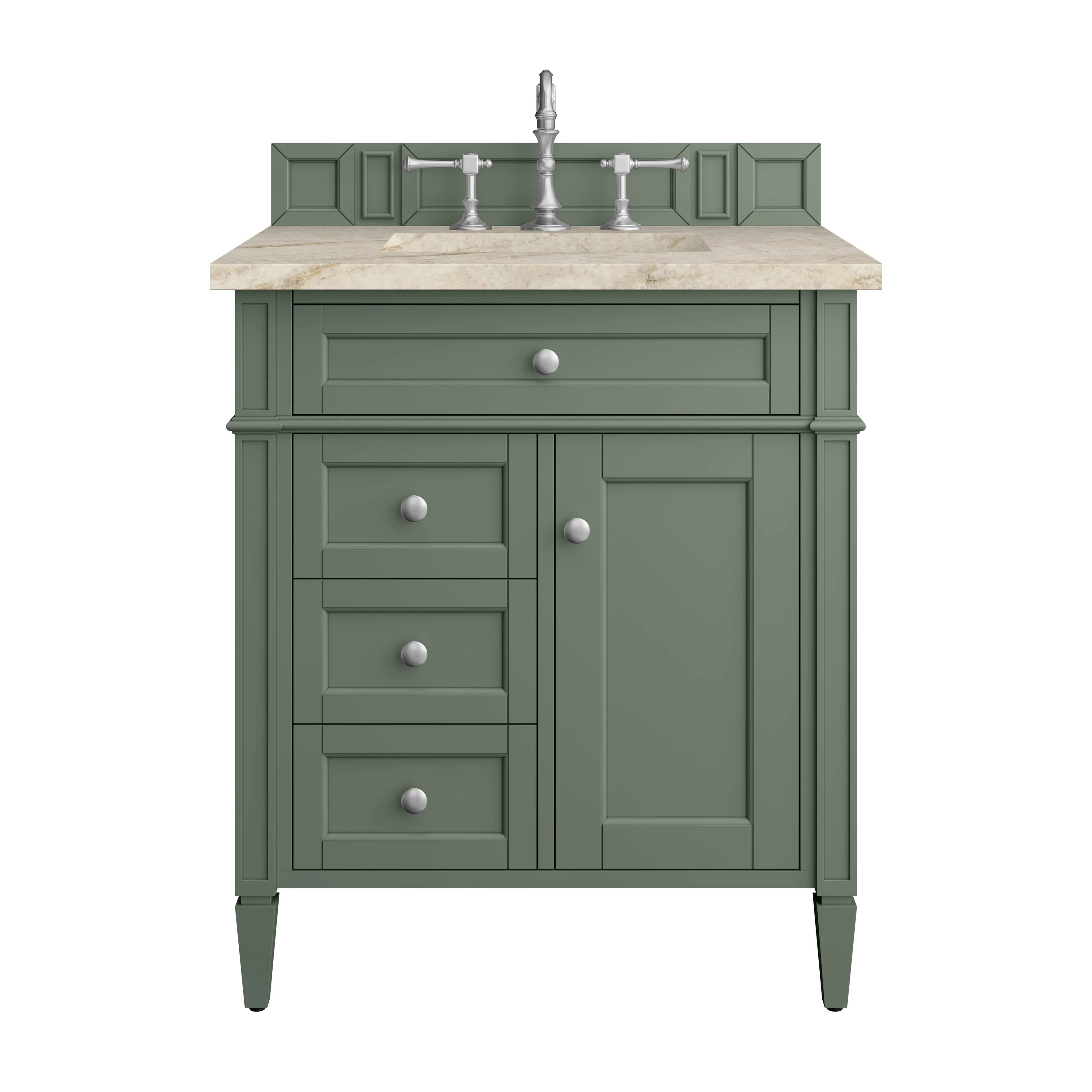 Brittany 30" Single Vanity, Smokey Celadon, w/ 3 CM Tajnar Eclos Top