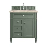 Brittany 30" Single Vanity, Smokey Celadon, w/ 3 CM Tajnar Eclos Top