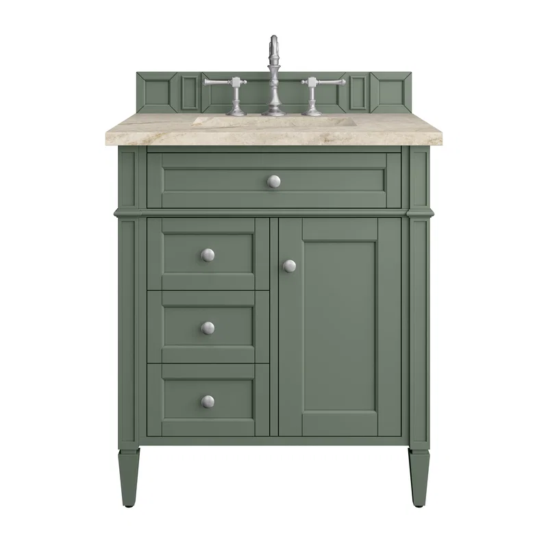 Brittany 30" Single Vanity, Smokey Celadon, w/ 3 CM Tajnar Eclos Top