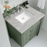 Brittany 30" Single Vanity, Smokey Celadon w/ 3 CM Victorian Silver Top