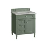 Brittany 30" Single Vanity, Smokey Celadon w/ 3 CM Victorian Silver Top